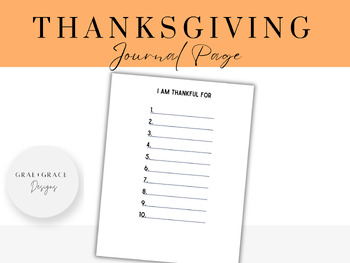 Preview of Thanksgiving Writing Activity Thankfulness Gratitude Journal Pages