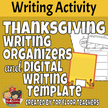 Preview of Thanksgiving Writing Activity with Editable Google Digital Template