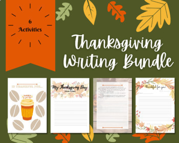 Preview of Thanksgiving Writing Bundle - 6 Writing Activities Google Slides and Canva