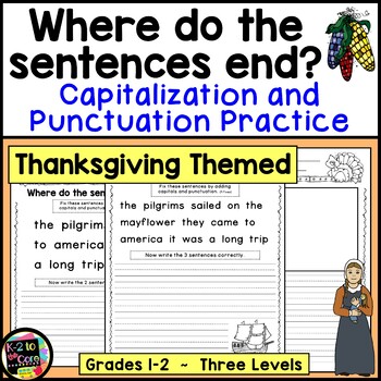Preview of Thanksgiving Writing Capitalization and Punctuation Practice