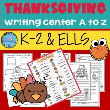 Preview of Thanksgiving ESL Writing Center A to Z Preschool Kindergarten First Second Grade