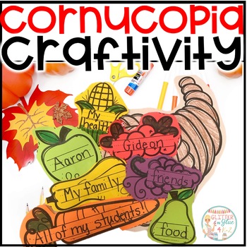Preview of Thanksgiving Writing Craft - Cornucopia of Thanks Craftivity - November Activity