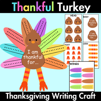 Preview of Thanksgiving Writing Craft | Thankful Turkey 2D Wonderful Model Craft