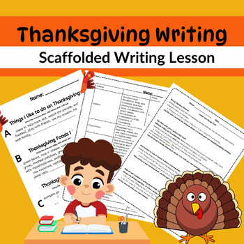 Preview of Thanksgiving Writing Lesson No Prep