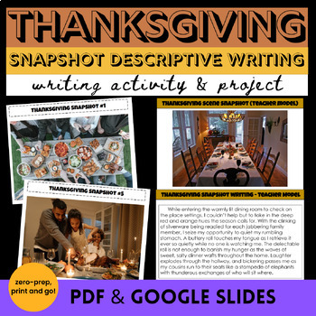 Preview of Thanksgiving Writing Lesson Thanksgiving Descriptive Writing Activity