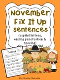 Thanksgiving Writing | November | Fix It Up Sentences