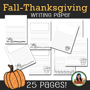 Preview of Thanksgiving Fall Autumn Writing Paper for Elementary Classroom