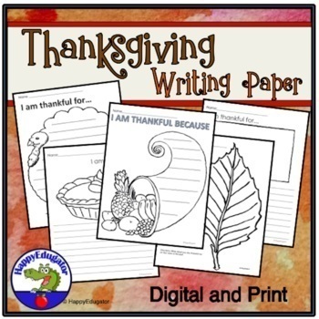 Preview of Thanksgiving Writing Paper - Print and Go with Easel Activity