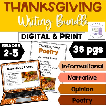 Preview of Thanksgiving Writing | Poetry, Narrative, Informational, Opinion | 3rd- 5th
