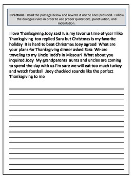 Thanksgiving Writing Project - Using Dialogue by MJcreations | TpT