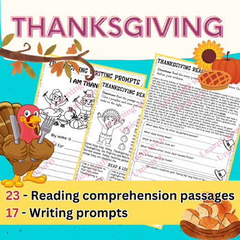 Preview of Thanksgiving Writing Prompt/ Thanksgiving Reading Comprehension Passages