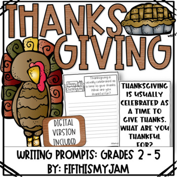 Preview of Thanksgiving Writing Prompts | Digital Included