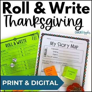 Preview of Thanksgiving Writing Prompts & Paper Roll  a Story Thanksgiving Writing Activity