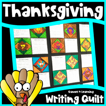 Preview of Thanksgiving Writing Prompts Quilt: Bulletin Board Activity w/ I am Thankful for