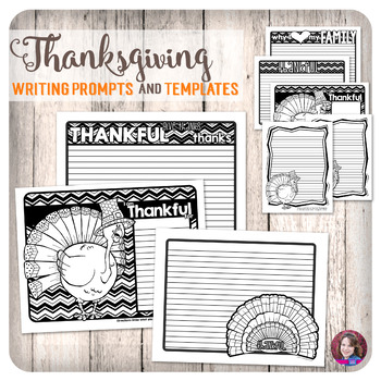 Preview of Thanksgiving Writing Prompts and Writing Papers with Doodle Coloring activities