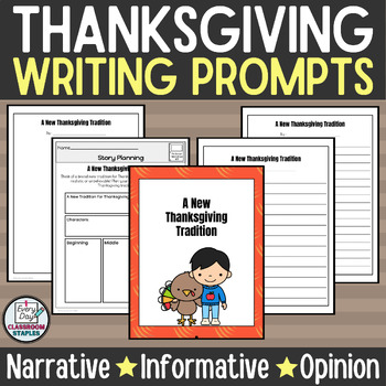 Preview of Thanksgiving Writing Prompts and Planning Pages Narrative Informative Opinion