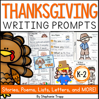 Preview of Thanksgiving Writing Prompts for Kindergarten, First Grade and Second Grade