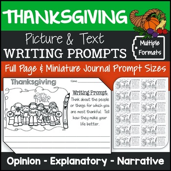 Preview of Thanksgiving Writing Prompts with Pictures | Thanksgiving Journal Prompts