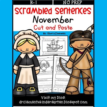Preview of Thanksgiving Writing | Sentence Scramble | Sentence Building | Cut and Paste