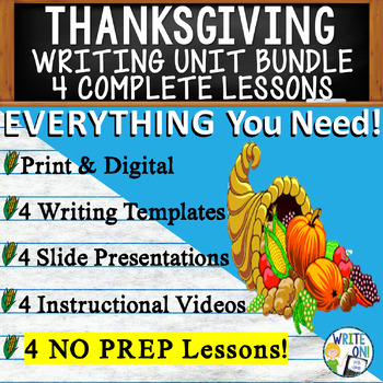 Preview of Thanksgiving Writing Unit - 4 Essay Activities Resources, Graphic Organizers