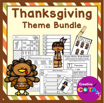 Preview of Occupational Therapy Thanksgiving Literacy Math & Writing Worksheets & Activitie