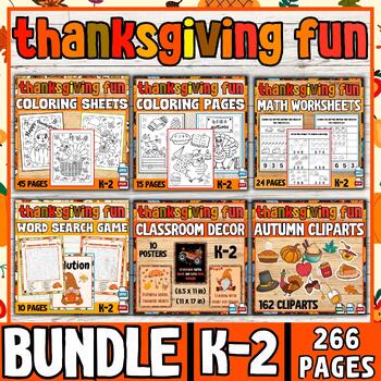 Preview of Thanksgiving activities Bundle | worksheets- classroom décor | Fall printables