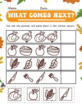 Thanksgiving activities for preschoolers: WHAT COMES NEXT? 