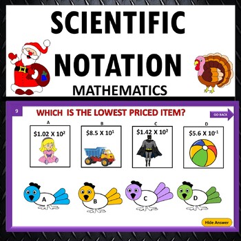 Preview of Thanksgiving and Christmas Math Scientific Notation PowerPoint Game Activity