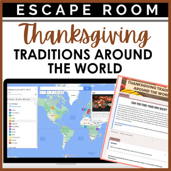 Preview of Thanksgiving Around the World Activity for social studies: Escape Room