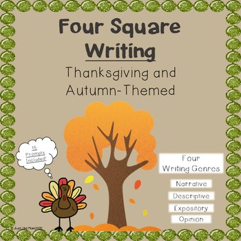Preview of Thanksgiving and Fall-Themed Four Square Writing Prompts (Digital Included)