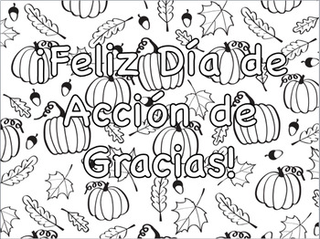 Thanksgiving and Gratitude Spanish Quotes Coloring Pages by Sam Matherson
