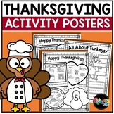 Thanksgiving and Turkey Coloring Pages Activity Posters