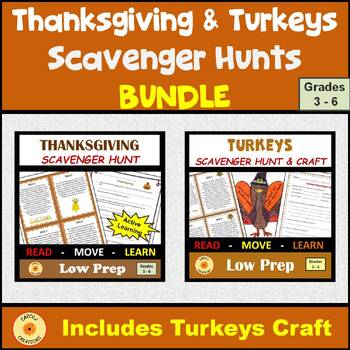Preview of Thanksgiving and Turkeys Scavenger Hunts with Craft and Easel Versions BUNDLE