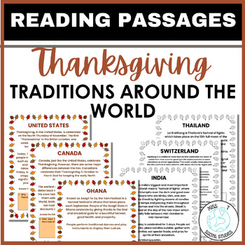 Preview of Thanksgiving around the world for social studies: reading passages activity