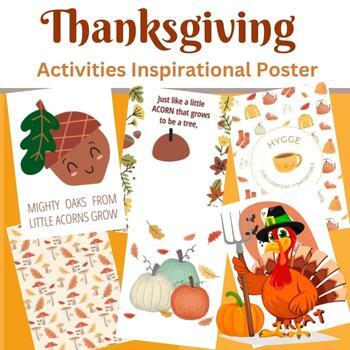 Preview of Thanksgiving, autumn, fall Activities Inspirational Poster