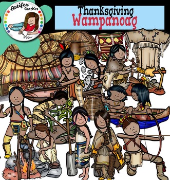 Preview of Thanksgiving clip art-Wampanoag- Color and B&W