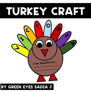 Preview of Thanksgiving craft Editable Name Turkey Craft