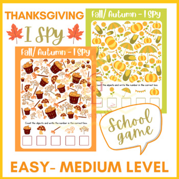 Preview of Thanksgiving fall I Spy Math Game count number pumpkin activity middle 5th 6th