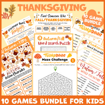 Preview of Thanksgiving fall activity game BUNDLE independent works icebreaker 5th 6th 7th