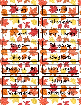 Thanksgiving fall charades by Teaching with Pres | TPT