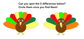 Preview of Thanksgiving find the difference