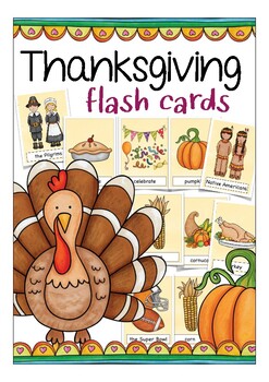 Preview of Thanksgiving flash cards for primary school, English / ESL culture & vocabulary
