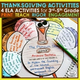 Thanksgiving Reading Comprehension Activities 3rd Grade 4t