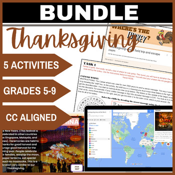 Preview of Thanksgiving for social studies BUNDLE escape rooms and interactive activities