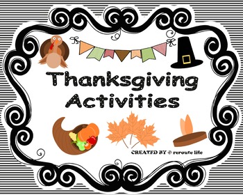 Thanksgiving fun activity worksheets for kindergarten,preschool | TpT
