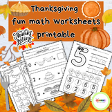 Thanksgiving fun math worksheets printable