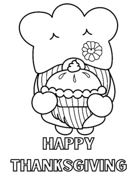 Preview of Thanksgiving gnome coloring page