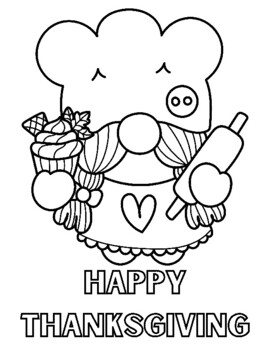 Preview of Thanksgiving gnome coloring page