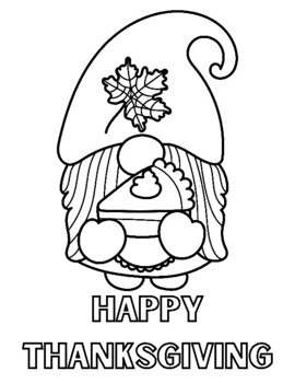 Preview of Thanksgiving gnome coloring page