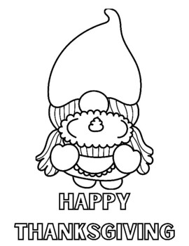 Preview of Thanksgiving gnome coloring page